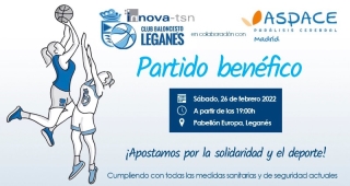 La solidaridad también se contagia. Innova-tsn Leganés convierte un partido de liga femenino de Baloncesto en una recaudación de fondos a beneficio de ASPACE Madrid